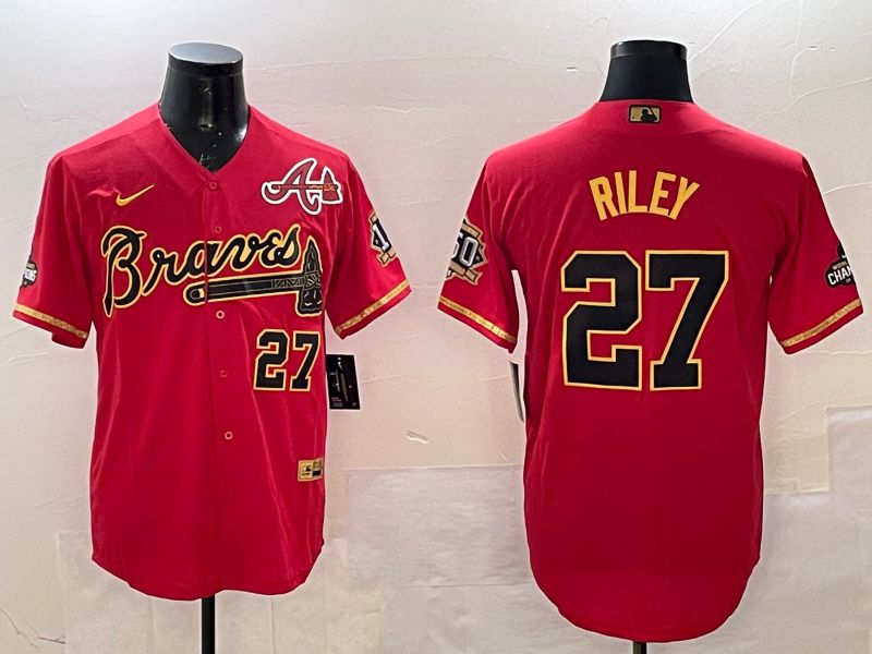 Men Atlanta Braves 27 Riley Red Gold Game Nike 2025 MLB Jersey style 2